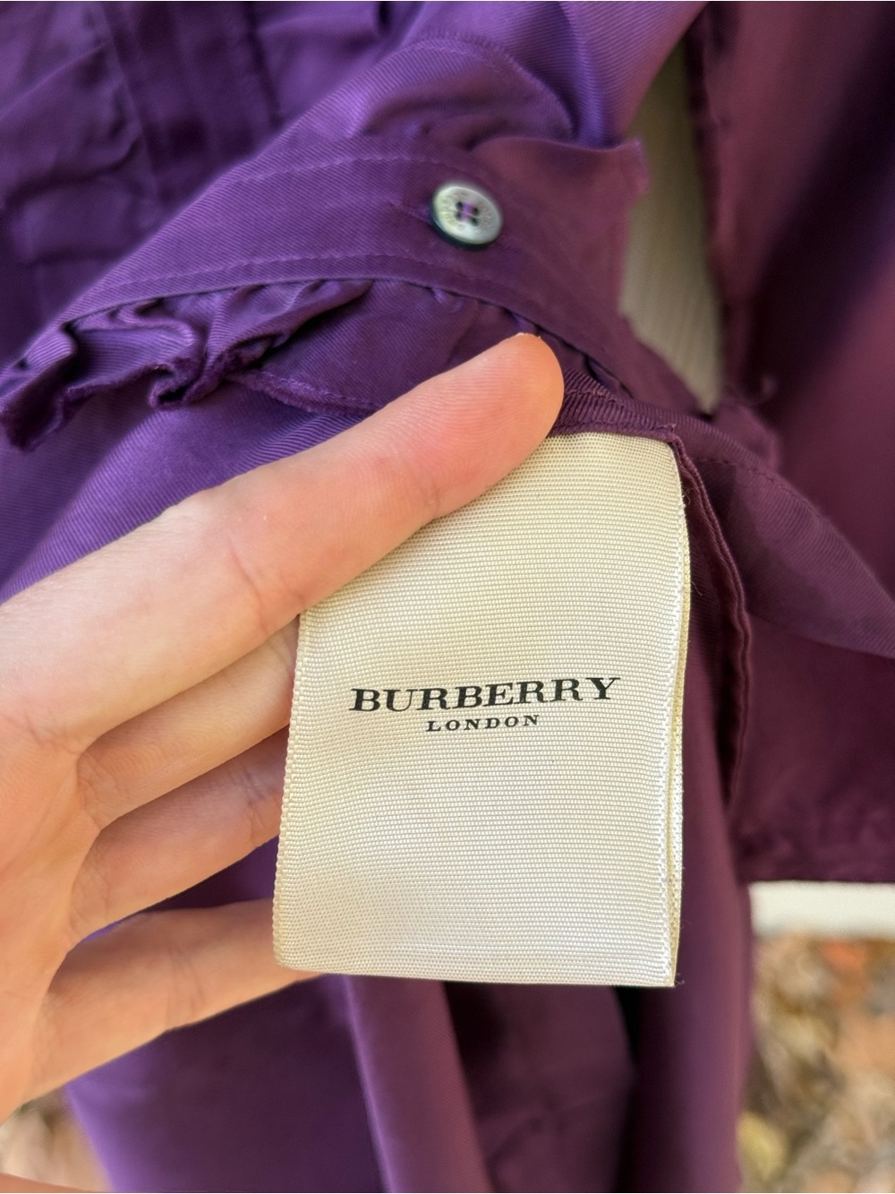 Burberry Purple Ruffled Button-Front Midi Dress - Picture 6 of 7
